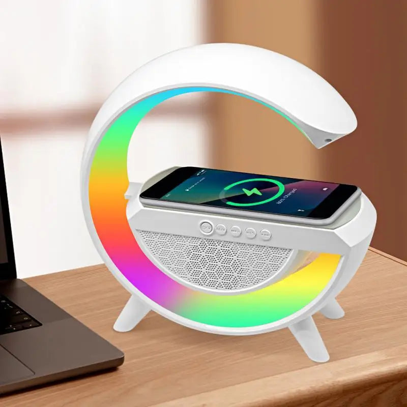 Caixa De Som G-Speaker Carregador Sem Fio Bluetooth RGB LED Atmosfera