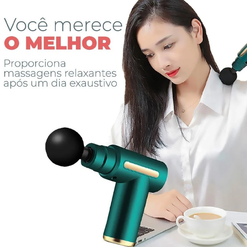 Pistola Massageadora Elétrica Muscular Recarregável