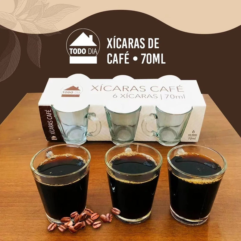 Conjunto 06 Xícaras De Vidro Para Café 70ML