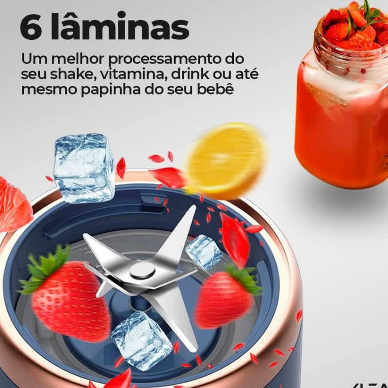 Mini Liquidificador Portátil 6 Lâminas Espremedor Elétrico