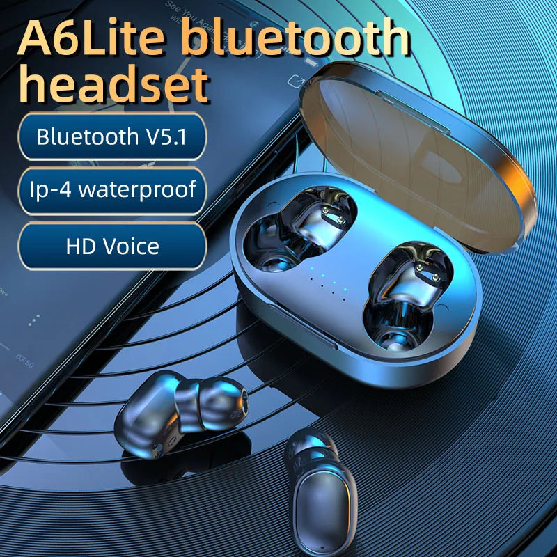 A6 Lite Bluetooth Fone De Ouvido 5.1 Sem Fio Com Cabine Carregamento Portátil