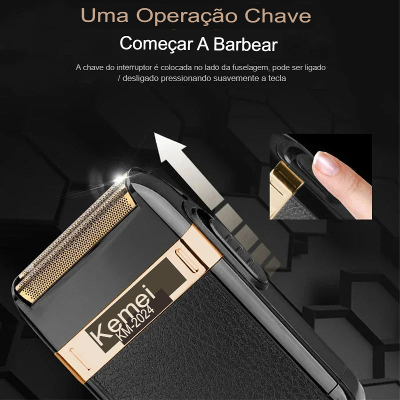 Barbeador Elétrico Shaver Kemei Recarregável KM-2024
